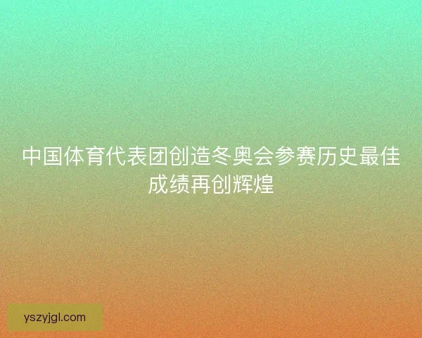 中国体育代表团创造冬奥会参赛历史最佳成绩再创辉煌