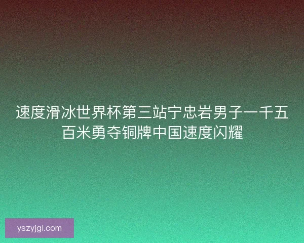 速度滑冰世界杯第三站宁忠岩男子一千五百米勇夺铜牌中国速度闪耀