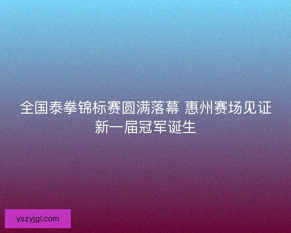 全国泰拳锦标赛圆满落幕 惠州赛场见证新一届冠军诞生