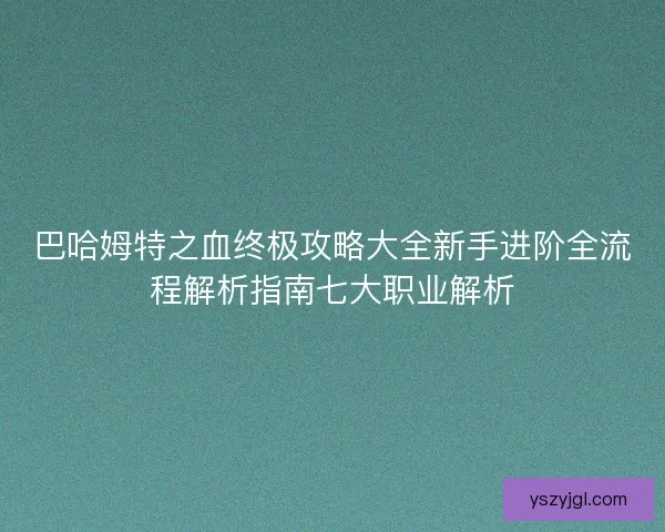 巴哈姆特之血终极攻略大全新手进阶全流程解析指南七大职业解析